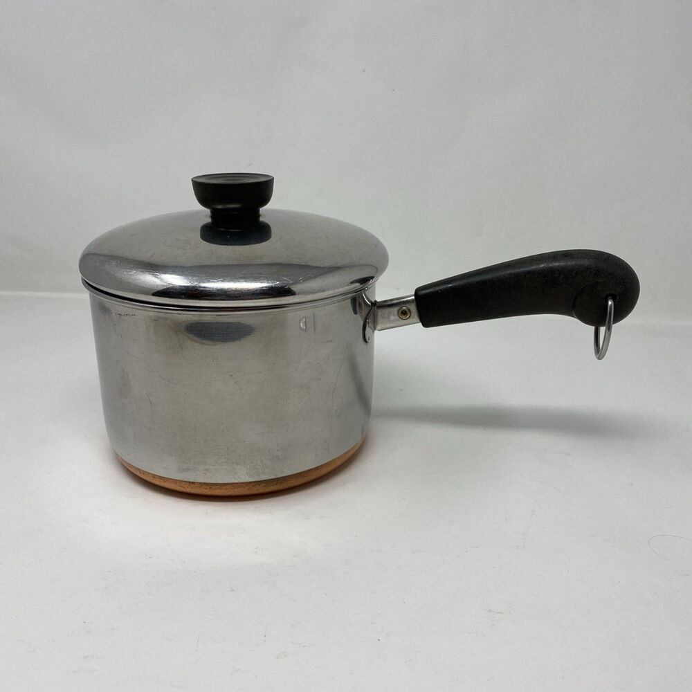 Vintage Revere Ware 2 Qt  Sauce Pan Pot Stainless Steel Copper Bottom 1801